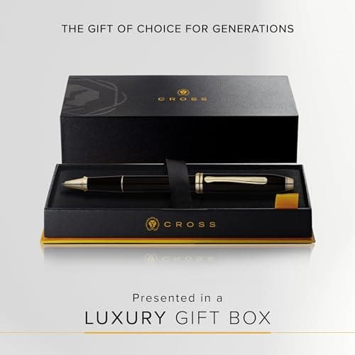 317 Rollerball - Stunning Luxury Black Lacquer Pen with 24K Gold Finish, Schmidt Black Ink Refill, Best Gift Set for Men & Women, Executive Office, Christmas, Nice Classic Pens-Black