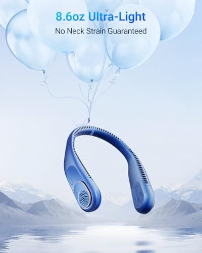 SWEETFULL Portable Neck Fan 360° Cooling Bladeless Personal Fan | No Hair Twisting - 4000mAh USB Rechargeable Wearable Fan for Travel, Birthday Gifts for Men, Women, Mom, and Dad