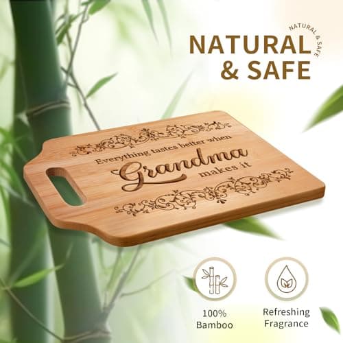AceThrills Grandma Gifts for Grandma Birthday Gifts from Grandkids for Christmas, Mother's Day - Engraved Bamboo Cutting Board 12.3"L x 8.7"W x 0.4"Th (Everything Tastes Better)