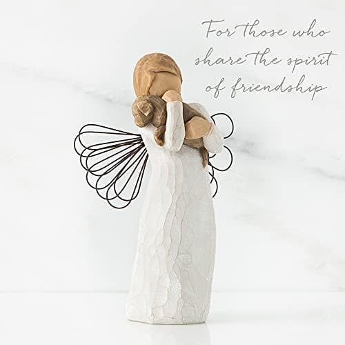 Willow Tree Angel of Friendship, for Those who Share The Spirit of Friendship, Angel Carrying Dog as Reminder of Loyal Pets and Friends, Present and Past, Sculpted Hand-Painted Figure