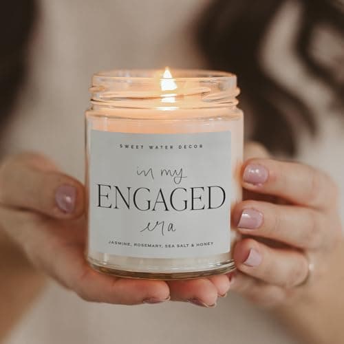 Sweet Water Decor in My Engaged Era Candle - Engagement and Bridal Shower Gifts for Her - 9 oz Soy Candle in Clear Jar with 40+ Hours Burn Time, Made in The USA