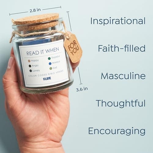 BLIEVE BLIEVE- Bible Verse Jar, Read Me When Bible Verses Jar For Daily Encouragement, Inspirational Prayer & Reflection, Christian Gifts For Women and Men, Religious Graduation Gifts (Men)