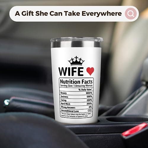 Gifts for Wife - Wife Gifts from Husband - Wedding Anniversary for Women, Valentines, Birthday Gift Ideas, Mothers Day, Christmas Gift for Her - Romantic Cup for Her - 20 Oz White Tumbler