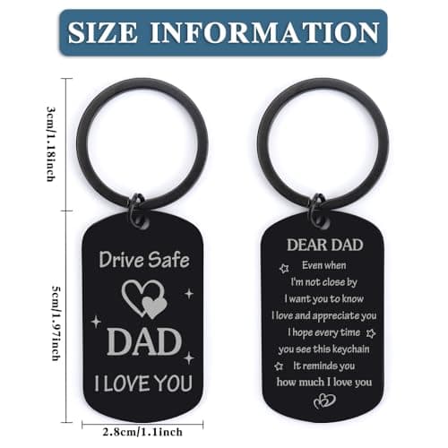 Gifts for Dad from Daughter Son, Drive Safe Keychain Dad Christmas Gift Stocking Stuffers for Birthday Thanksgiving Father's Day Gift for Husband from Wife