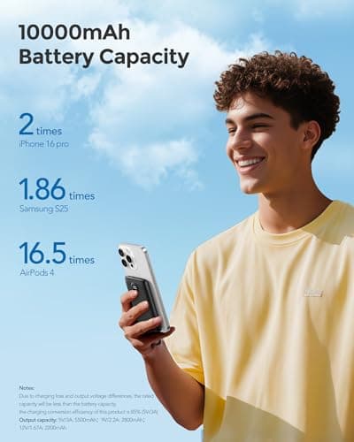 Mini Portable Charger with Built-in Cables 22.5W Fast Charging Power Bank USB-C Small Battery Pack 10000mAh Travel Essential Slim Battery for iPhone 17/16/15/14, Samsung 25/24, and More
