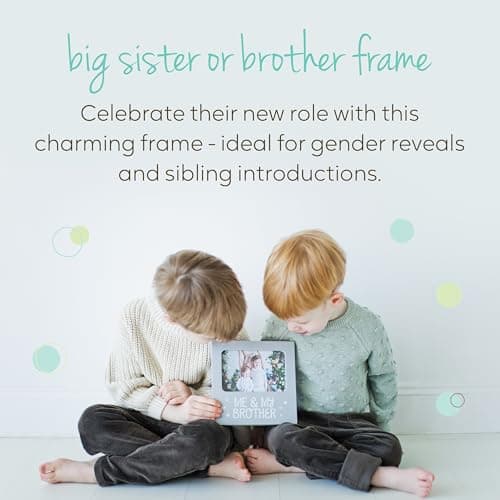 Tiny Ideas Me and My Brother Picture Frame, Christmas Photo Picture Frame, Sibling Keepsake, Ideal Big Brother Gift, Shower Gift and Gender Neutral Nursery Decor, Gray