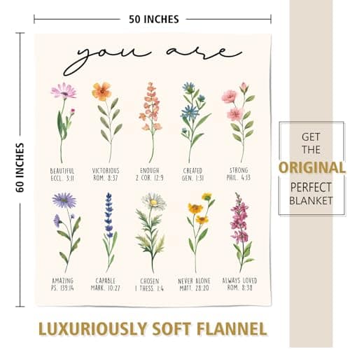 Afterprints Christian Gifts for Women, Christian Blanket with Flowers, Birthday Gifts for Women, Inspirational, Religious Gifts for Sister, Friend, Daughter, Mom, Soft Throw Blankets 50'' x 60''