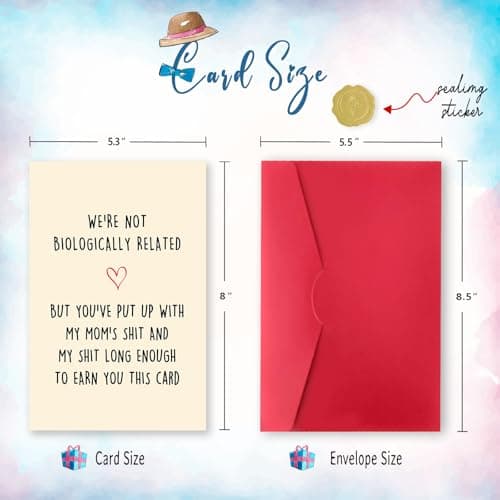 Funny Fathers Day Card for Step Dad,Happy Father's Day Gifts from Step Daughter Son,Bonus Dad Fathers Day Card Gift