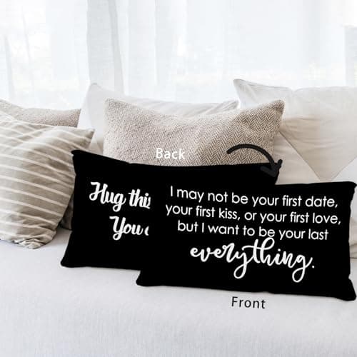 Sufamb Romantic Long Distance Relationship Gifts Reversible Throw Pillow Case Decor for Home Bedroom,12''x20'' Pillow case,Gift for Boyfriend,Husband,Anniversary,Wedding,Engagement Couples (Black-4)