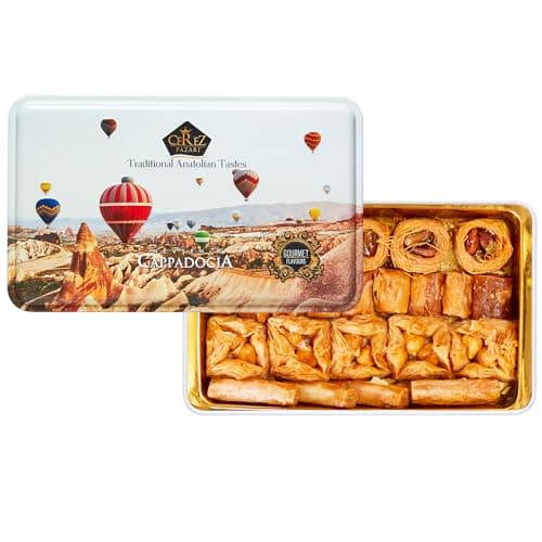 Cerez Pazari Baklava Pastry 8.5oz, Baklava Gift Box with Rich Pistachios, Walnuts, Hazelnuts and Cashews, Halal Shatila Baklava, Traditional Turkish Arabic Dessert Gift Box, Sweet Food Gifts for Women