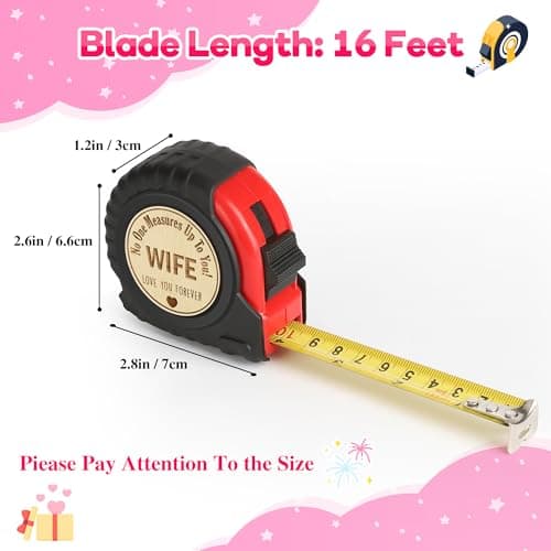Birthday Gifts for Wife from Husband Kids,Wife Mothers Day Gift Ideas,to My Wife Anniversary Wedding Christmas Valentines Day,Romantic Gifts for Her Unique,Cute Tape Measure 16ft Tool Gift