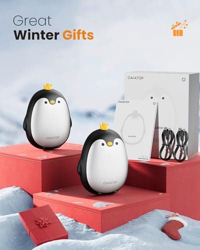 Gaiatop Magnetic Hand Warmers Rechargeable 2 Pack, 3 Settings Pocket-Sized Cute Penguin, Fast Hot Hands Reusable Portable Electric Heater for Camping Hunting Golf, Gifts for Women Men