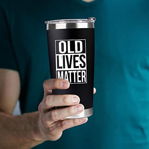 30th, 40th, 50th and 60th Birthday Gifts for Men, Dad from Son, Daughter, Wife - Gag Gifts For Men, Grandpa - Cool Old Man Gift, Old Lives Matter Tumbler 20oz - Funny Christmas Gifts