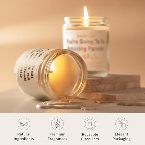 AceThrills Gender Reveal Gifts, New Parents Gift for Couples, Pregnancy Gifts for First Time New Mom Dad Gift - 7 Oz Lavender Scented Candle