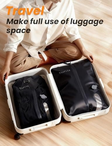 8+2 Pack Travel Vacuum Bags with Pump - Vacuum Seal Bags for Clothing Travel, Transparent & Heavy-Duty TPU Compression Bags for Luggage, Suitcase | Reusable Space Saver Storage Kit, Gray