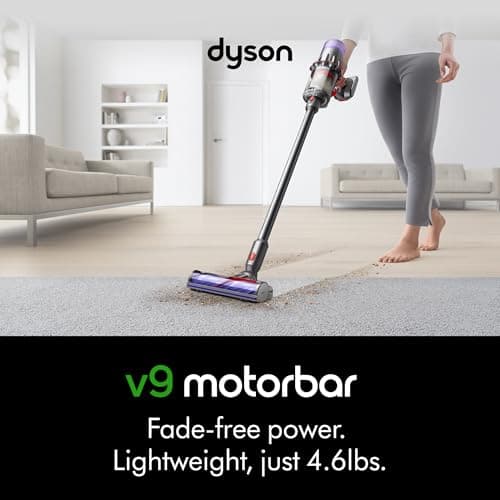 Dyson V9 Motorbar Cordless Vacuum, Cleans Hard Floors and Carpets, Detangles, Converts to Handheld, 100AW, 3 Power Modes, Up to 40 Minutes¹