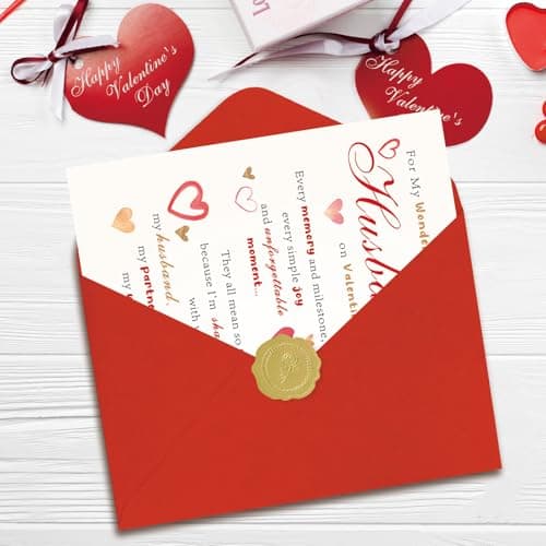 OJsensai Valentine’s Day Card for Wondful Husband, Valentines Decorations Gifts Ideas from Wife