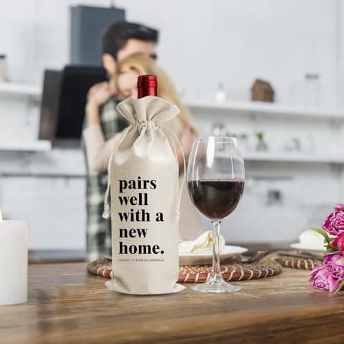 DOI-LANEE Housewarming Wine Bag for Homeowner, New Home Gifts Bag for Women, Welcome To The Neighborhood Gift for Neighbor, Homeowner Realtor Gifts, Pairs Well with A New Home