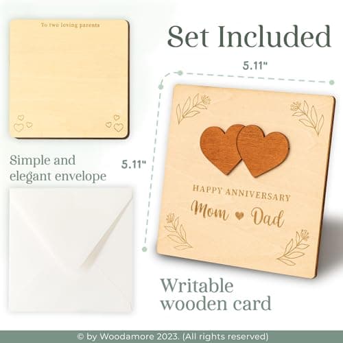 Happy Anniversary Card for Parents - Wood Parents Anniversary Card Gifts from Daughter Son, Wedding Gifts Anniversary for Parents, Anniversary Cards Gift for Mom and Dad