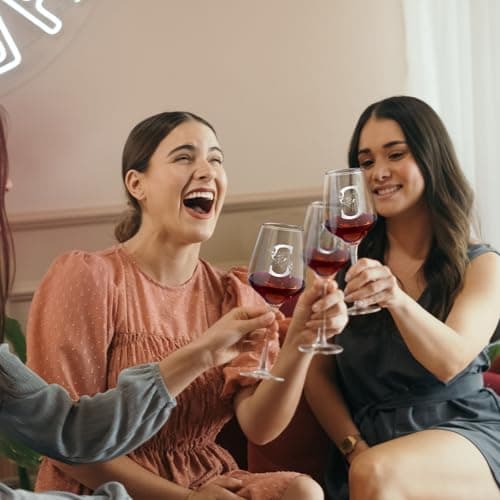 Monogrammed Wine Glass Gifts for Women, Personalized A-Z Wine Glass, Custom Gifts for Women, Unique Birthday Christmas Mother's Day Gift for Her, Mom, Wife, Friends