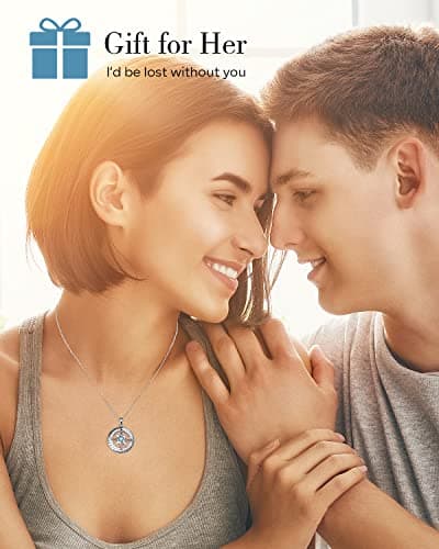 S925 Necklace Gift for Wife |Compass Jewelry |Women Anniversary |Sterling Silver |Girlfriend Birthday Gifts for Her Valentines |I'd be Lost without You |Jewel 18K Gold