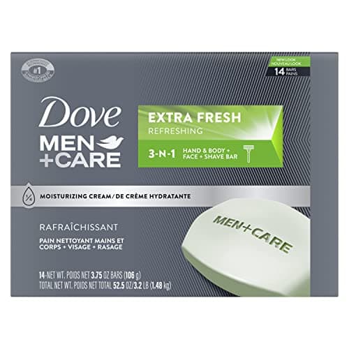 DOVE MEN + CARE Dove Men+Care Bar 3 in 1 Cleanser for Body, Face, and Shaving Extra Fresh 14 Bars to Clean and Hydrate Skin Body and Facial Cleanser Mandarin Citrus, Patchouli, and Rosemary scent 3.75 oz