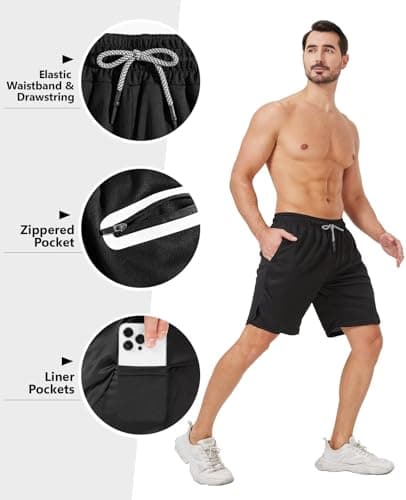 3 Pack Men's 2 In1 Gym Shorts Men with Pockets 7 inch Workout Shorts Men Running Shorts with Liner&Towel Loop