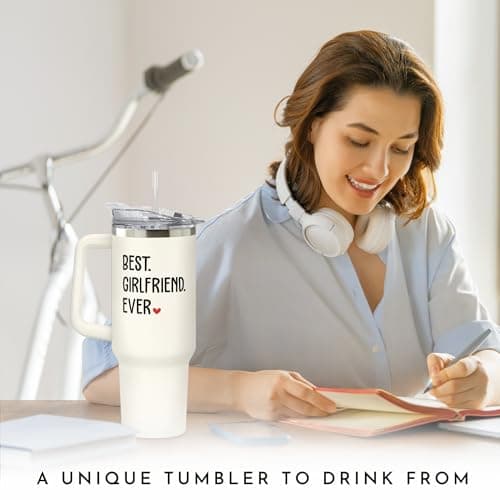 Gifts for Girlfriend - Girlfriend Gifts for Women - Anniversary, Valentines, Birthday Cup for Her - Romantic Love Glass for Couple - 40 Oz Stainless Steel Tumbler with Lid