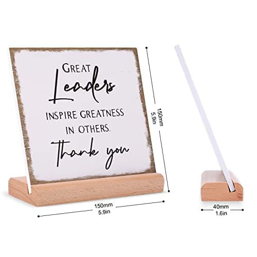 Afterprints Boss Gifts for Men Women, Thank You Acrylic Plaque, Appreciation Gifts for Boss Great Leaders Supervisor on Christmas, Retirement, Leaving, Leaders Signs with Wooden Stand