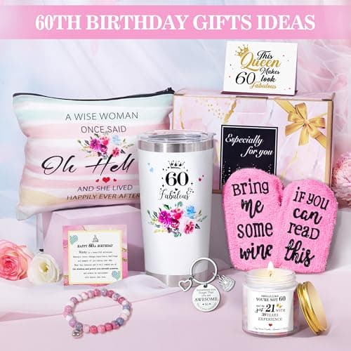 60th Birthday Gifts for Women,Happy 60th Birthday Gifts for Her Friends Mom Wife Sister Coworker,Tumblers Gifts Set for 60 Year Old Women,Funny 60 Birthday Gifts Ideas