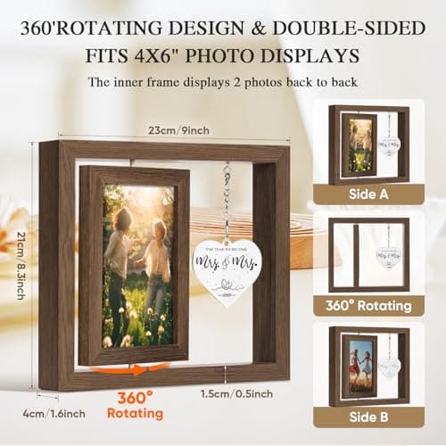 Mrs and Mrs 2026 Brown Picture Frame, Mrs & Mrs Wedding Gifts, Newlywed Engagement Present Lesbian Couple Bridal Shower Gifts, LGBT Gift Ideas