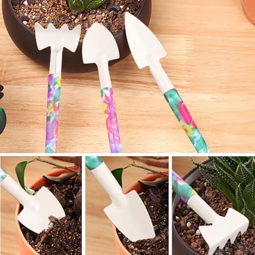 Garden Tools Set, JUMPHIGH 10 Pieces Gardening Tools with Floral Print, Ergonomic Handle Trowel Rake Weeder Pruner Shears Sprayer, Garden Hand Tools with Carrying Case Gardening Gifts for Women Father