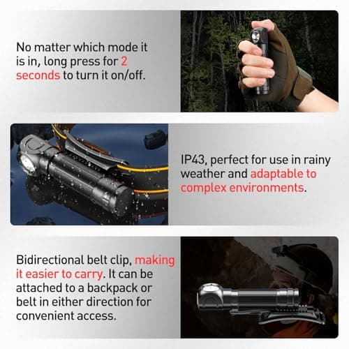 SuperFire SuperFire Rechargeable Headlamp 1000 Lumens - Waterproof Hands-Free Light with 5 Modes & Magnetic Base | Gift for Men, Dads, Outdoorsmen | Camping, Hunting, Work, Emergency (TH04-S)