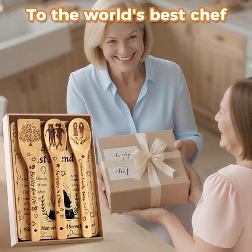 Recipe for a Best Friend Gift Set, Bamboo Cutting Board with Engraved Utensils, Unique Kitchen Gifts for Women, Bestie Gifts for Birthday, Christmas, Housewarming, Graduation, Long Distance Friendship