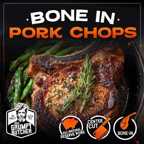 Grumpy Butcher Box Meat Food Gifts – Includes 2 Top Sirloin Steaks (6 oz), 2 Duroc Bone-In Pork Steaks (14 oz) & 2 Large Fully-Cooked Chicken Breasts – Lean Steak & Premium Meat Gift Box