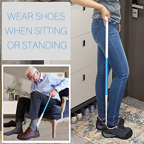 35.5 Inch Long Handled Shoe Horn, Dressing Stick, Sock Remover Aid Helper - Versatile, Adjustable Dressing Aid for Shoes, Socks, Shirts, Pants - Long Shoe Horn, Shoe Horn Long Handle for Seniors