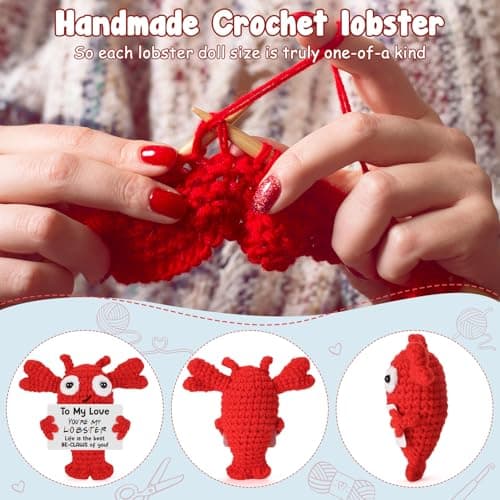 Gifts for Grilfriend Boyfriend Couples - to My Love Handmade Crochet Lobster Gifts, I Love You Gift for Her Him, Romantic Valentines Anniversary Birthday Chrismast Present for Women Men