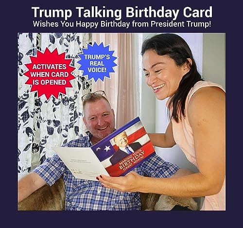 OUR FRIENDLY FOREST Talking Trump Birthday Card with Authentic Voice - Presidential Theme Birthday Greeting for Men & Women (Red)