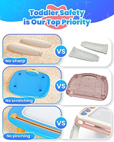 Toddlers Toys Ages 1-3, Magnetic Drawing Board, Doodle Board Pad Learning and Educational Toys for 18 Months Baby 1-3 Yr Kids Birthday Gifts - Blue