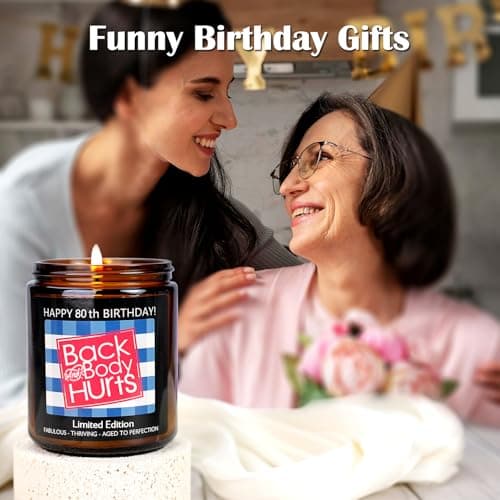 80th Birthday Gifts for Women, 80th Birthday Gifts for Men, Happy Decorations Scented Candles for Dad Mom Card Cake Topper Napkins Banner Balloons Party Best 80 Year Old Ideas