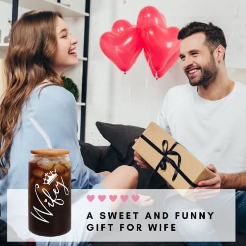 Gifts for Wife from Husband - Wedding Anniversary for Women, Birthday, Mothers Day, Christmas Wife Gifts for Her - Romantic Love Gift for Her - 16 Oz Can Glass