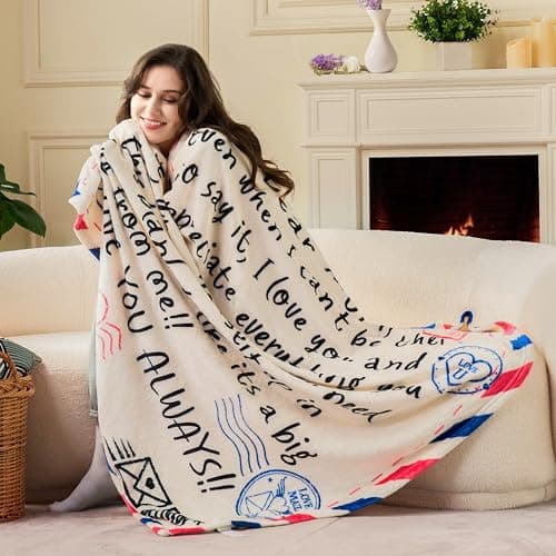 Joiedomi Birthday Gifts for Mom Soft Flannel Mom Blanket for Women Wife Grandma Mothers Day Anniversary Present from Daughter Son 50" x 60" Ivory White