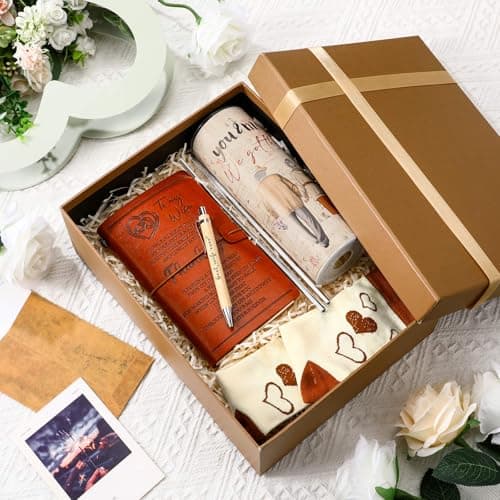 Skylety 4 Pcs to My Wife Gifts Set Leather Journal Stainless Steel Tumbler 20oz Best Wife Pen Socks Anniversary Wedding Christmas Gifts