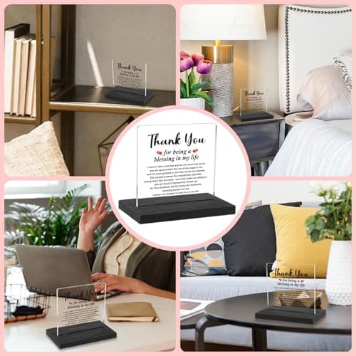 Thank You Gifts for Women Men, Appreciation Gifts for Friends, Birthday Retirement Gifts for Mom Family, Thank You for Being A Blessing in My Life Home Office Desk Décor Sign, DSF135