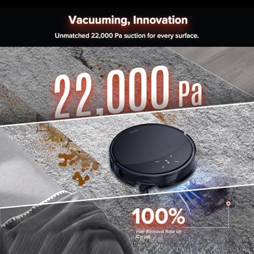 roborock Saros 10R Robot Vacuum and Mop, 22,000 Pa Suction, Zero-Tangling, 3.14’’ Ultra Slim, FlexiArm Riser Technology for Carpet & Floor, Corner & Edge Cleaning, Self-Emptying, Hot Air Drying, Black