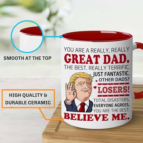 BECHUSKY Dad Gifts - Happy Birthday Dads - Best Dad Ever Cup - Dads Coffee Mug from Daughter, Son, Child - Fathers Day, Christmas, Birthday Gifts for Fathers, Papa, Daddy - Father Present Ideas