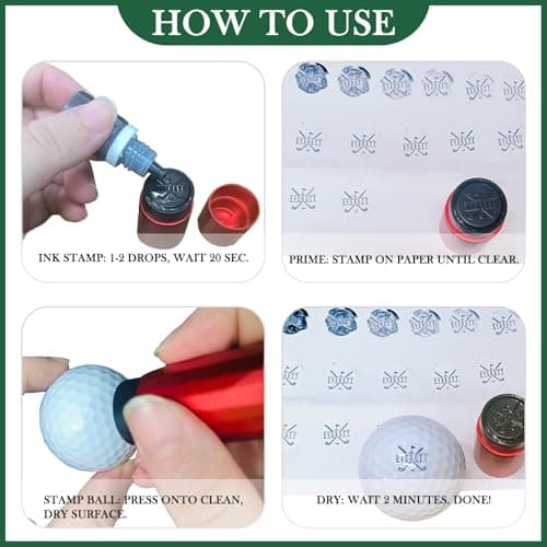 Golf Ball Stamp Personalized - Custom Monogram Logo & Name Marker with Durable Waterproof Ink, Reusable Stamper for Golfers, Men, Women Gifts, Unique Golf Accessories for Retirement, Birthday, Party