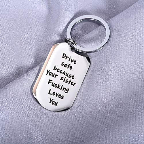 CINDYHE Drive Safe I Love You Keychain for Brother Sister Best friend Keychain Gift