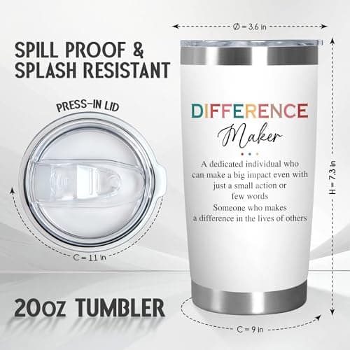 Christmas Appreciation Gifts for Coworkers - 20 oz Stainless Steel Insulated Tumbler - Birthday Inspirational Thank You Gifts for Women Teachers Coworkers Boss, Difference Maker Gift Ideas