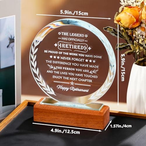 YWHL Retirement Gifts for Men Women 2025 Happy Retirement Gifts Decorations Crystal Keepsake Plaque Farewell Gift Best Retired Gift Idea for Coworker Boss Teacher Friends Doctor Nurse Police
